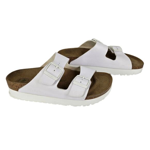 PAPILLIO BIRKENSTOCK VEGAN ARIZONA WHITE SANDALS WOMEN'S SIZE 41 - Picture 1 of 11